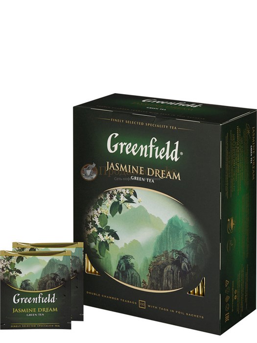 Чай зеленый Greenfield Jasmine Dream (Гринфилд Жасмин Дрим), упаковка 100 пакетиков 000995 - фото 1119